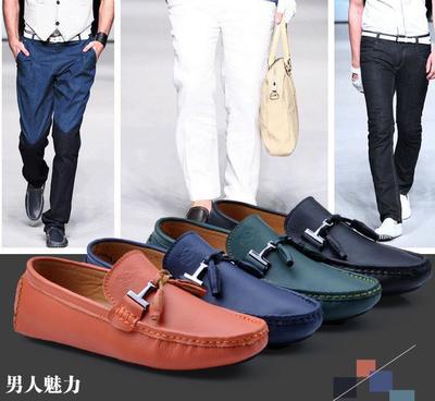 【步森狼光面豆豆鞋男鞋 真皮純色套頭休閑鞋 懶人駕車鞋船鞋】價格_廠家_圖片 -